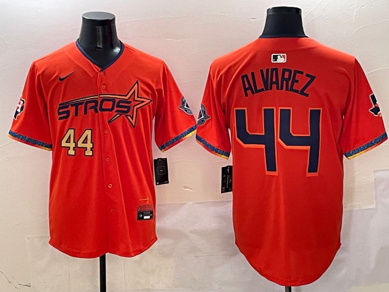 Men Houston Astros #44 Alvarez Orange Five generation Joint Name Nike 2025 MLB Jersey style 2